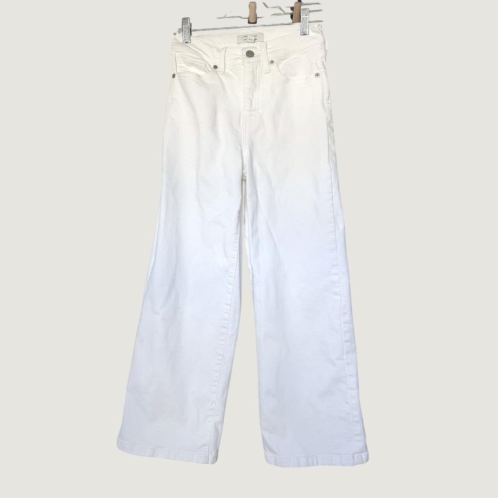 Banana Republic White High-Rise Wide-Leg Jeans Petite 25/0 1166